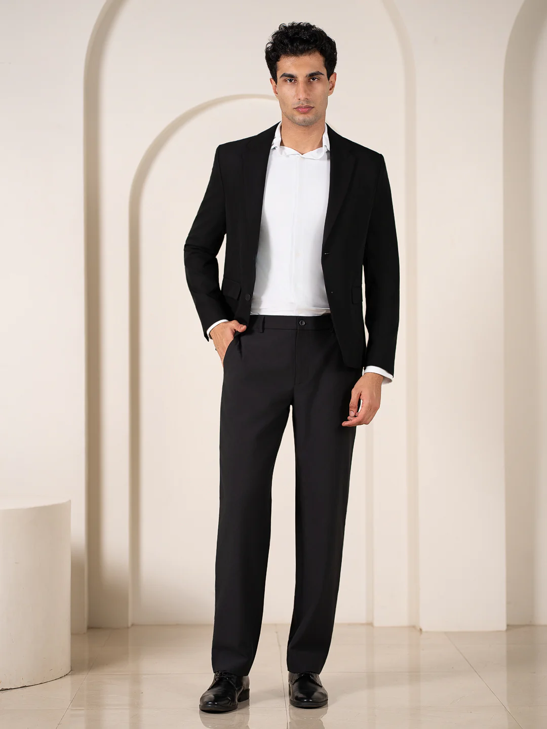 Sharp Black 247 Relaxed Fit Smart Formal Trousers - Image 2