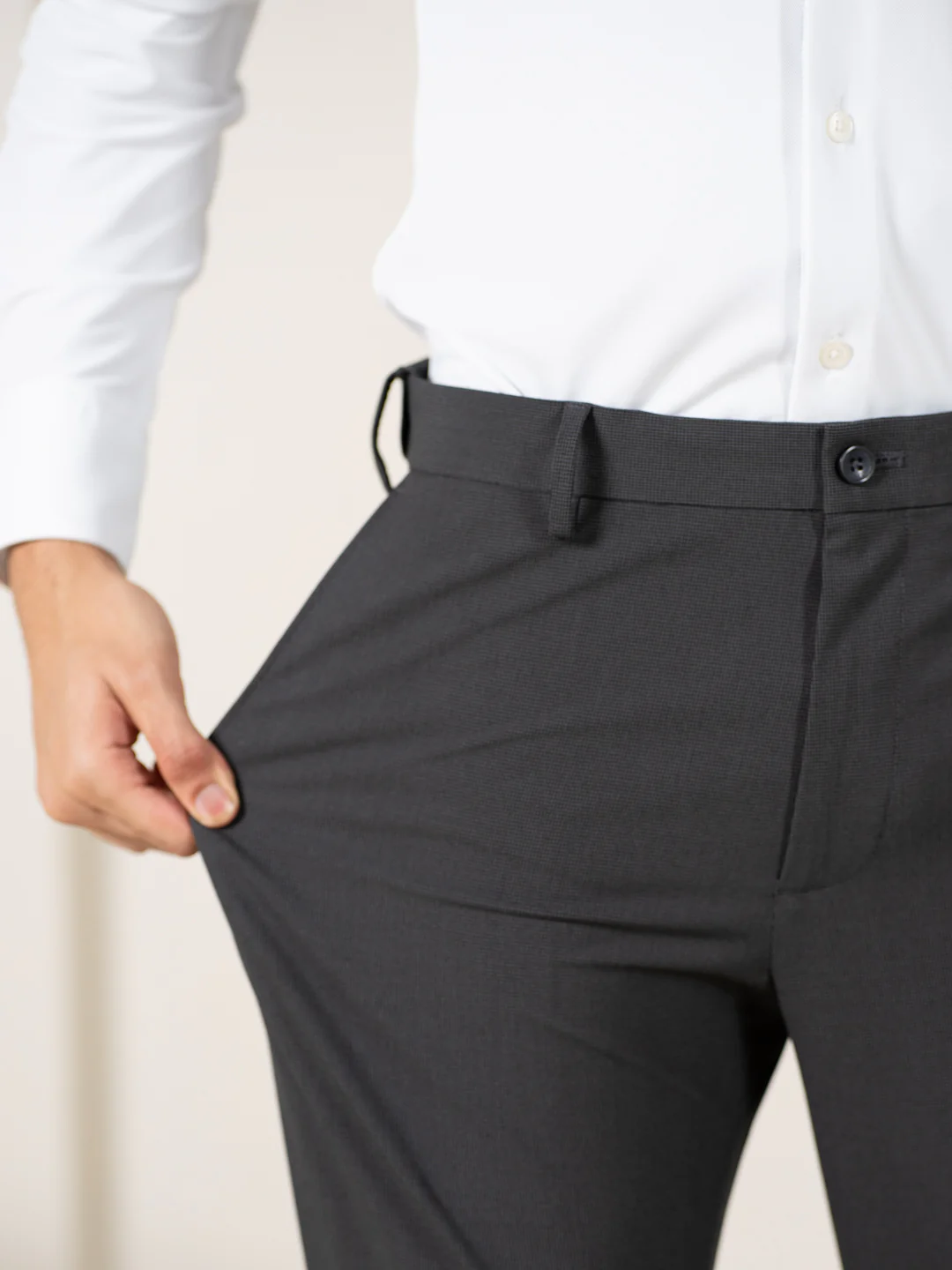 Shepherd Grey Houndstooth Slim Fit Stretch Formal Pants - Image 3