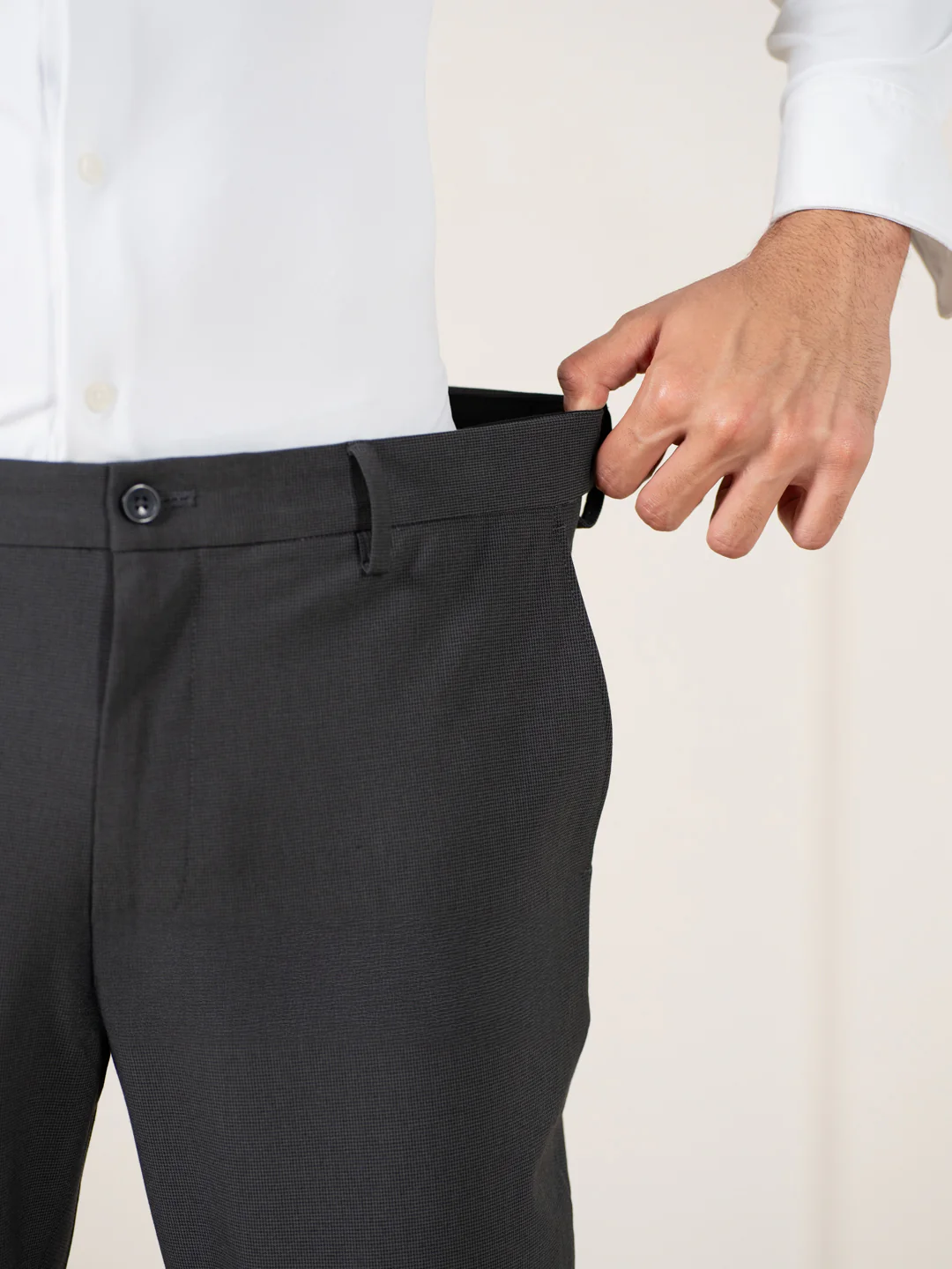 Shepherd Grey Houndstooth Slim Fit Stretch Formal Pants - Image 4