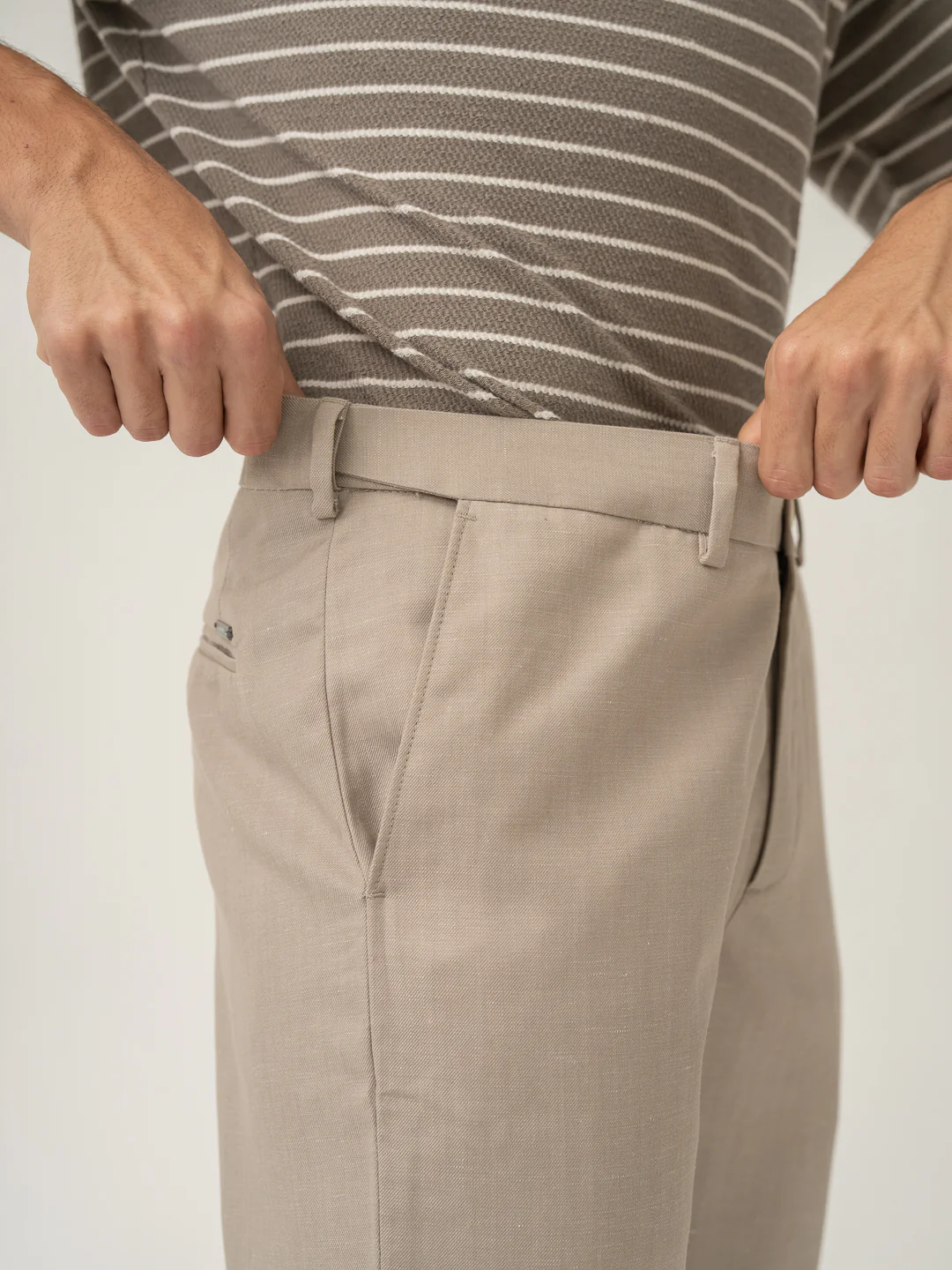 Silica Beige Tropical Wool Linen Pants - Image 4
