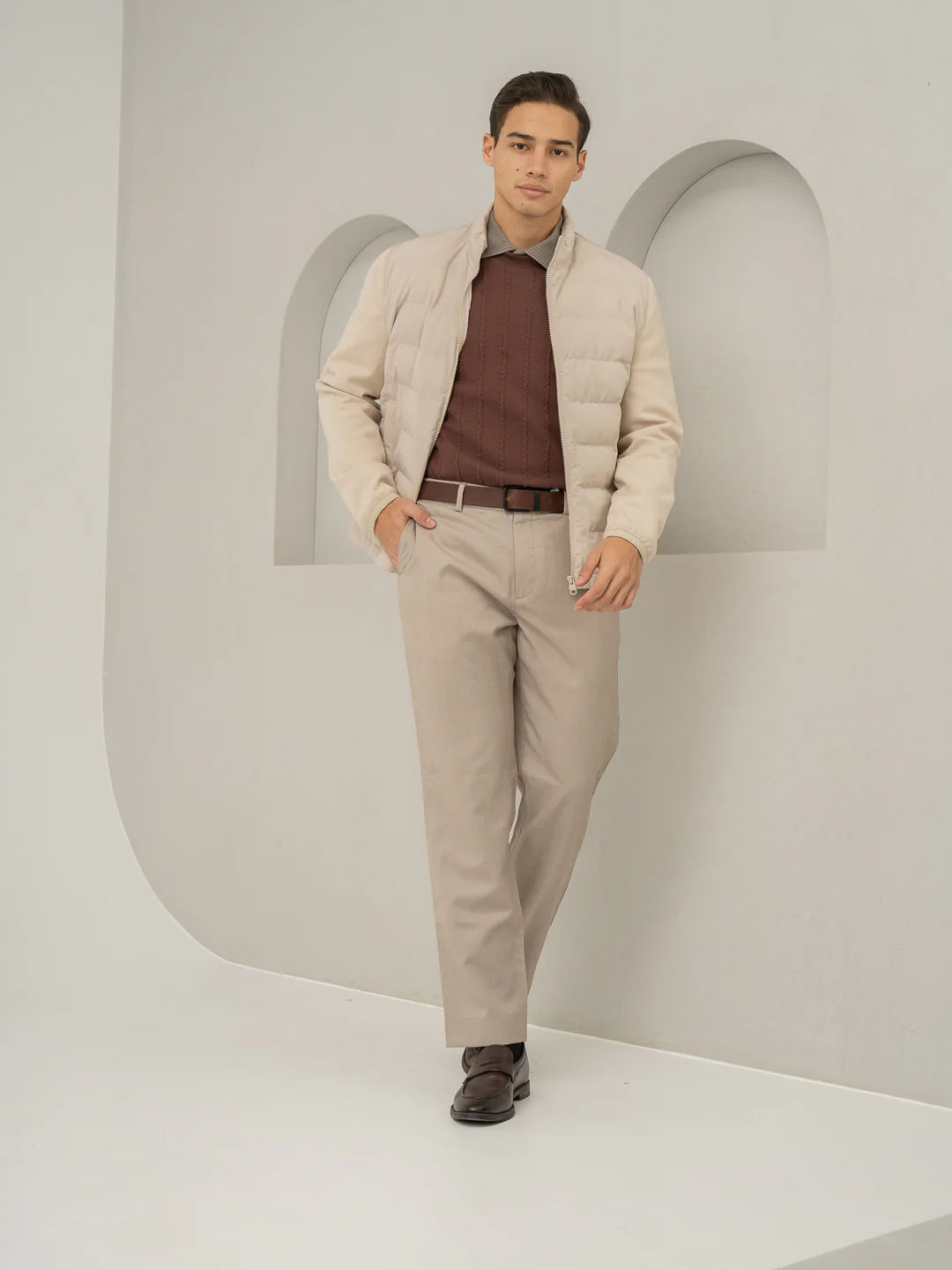 Silica Beige Tropical Wool Linen Pants - Image 5