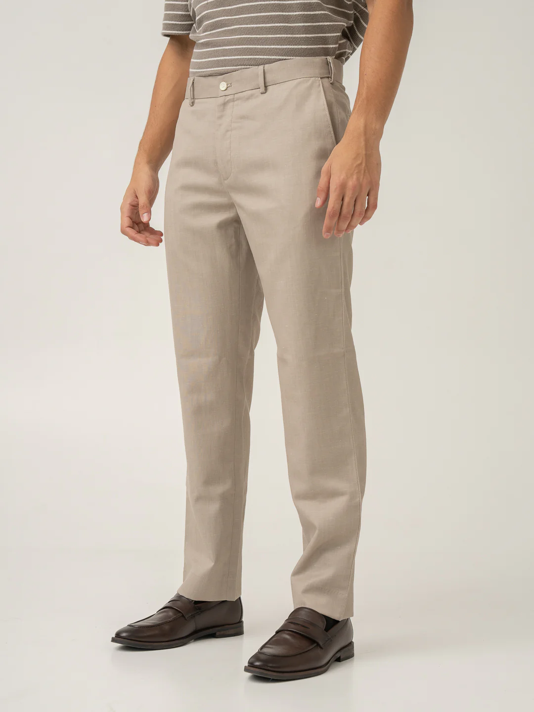 Silica Beige Tropical Wool Linen Pants - Image 9