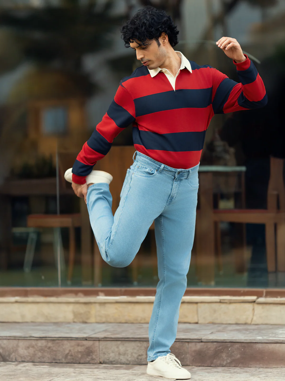 Sky Blue Power-Stretch Slim Fit Jeans - Image 4