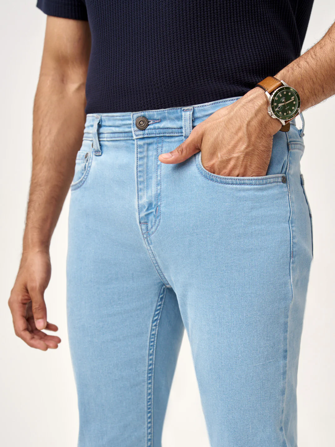 Sky Blue Power-Stretch Slim Fit Jeans - Image 8
