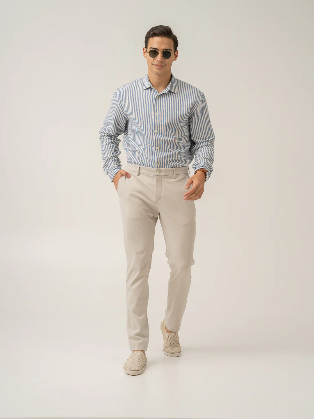 Soft Cream Slim Fit Power Stretch Pants - Image 5