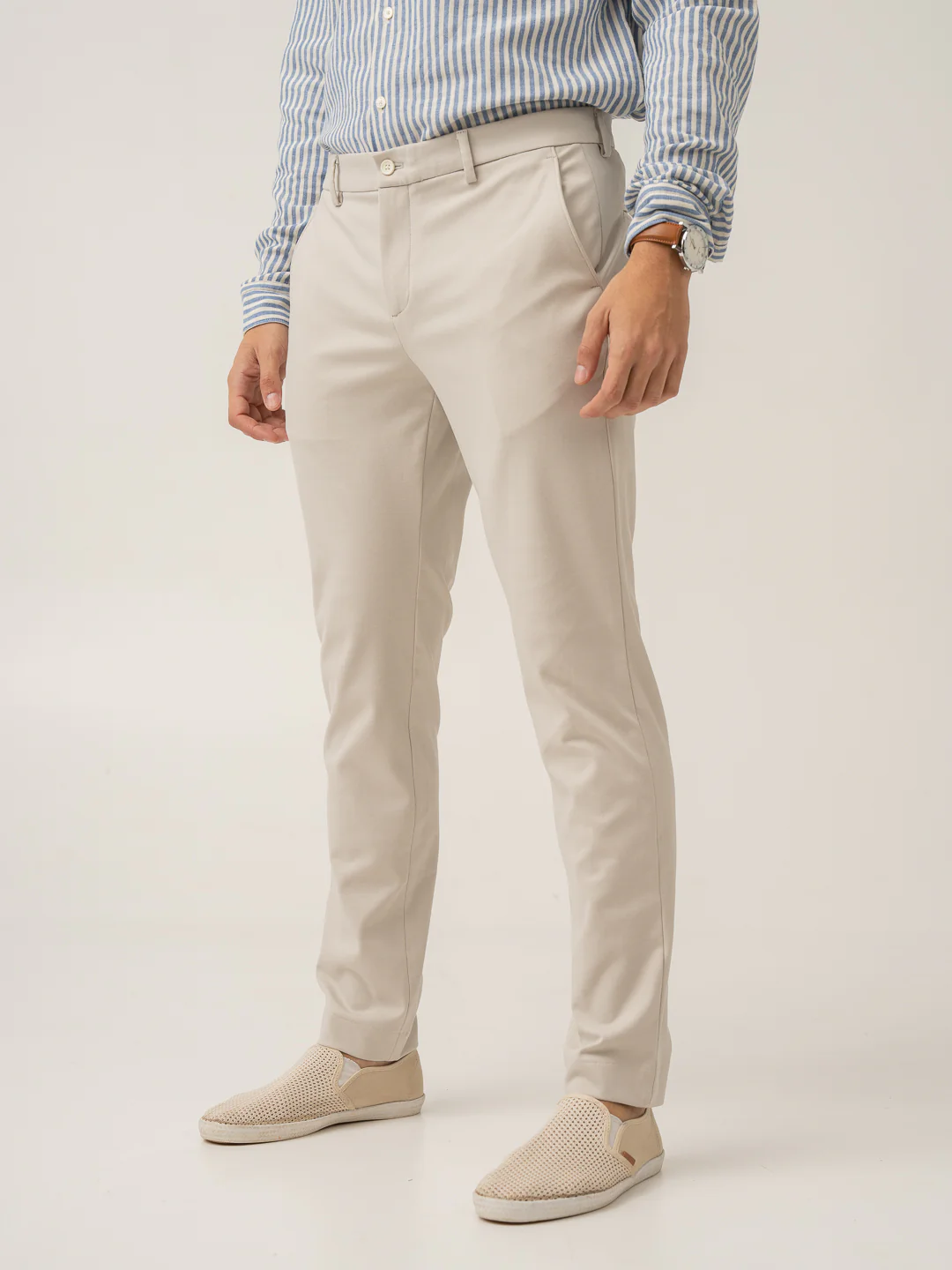 Soft Cream Slim Fit Power Stretch Pants - Image 7