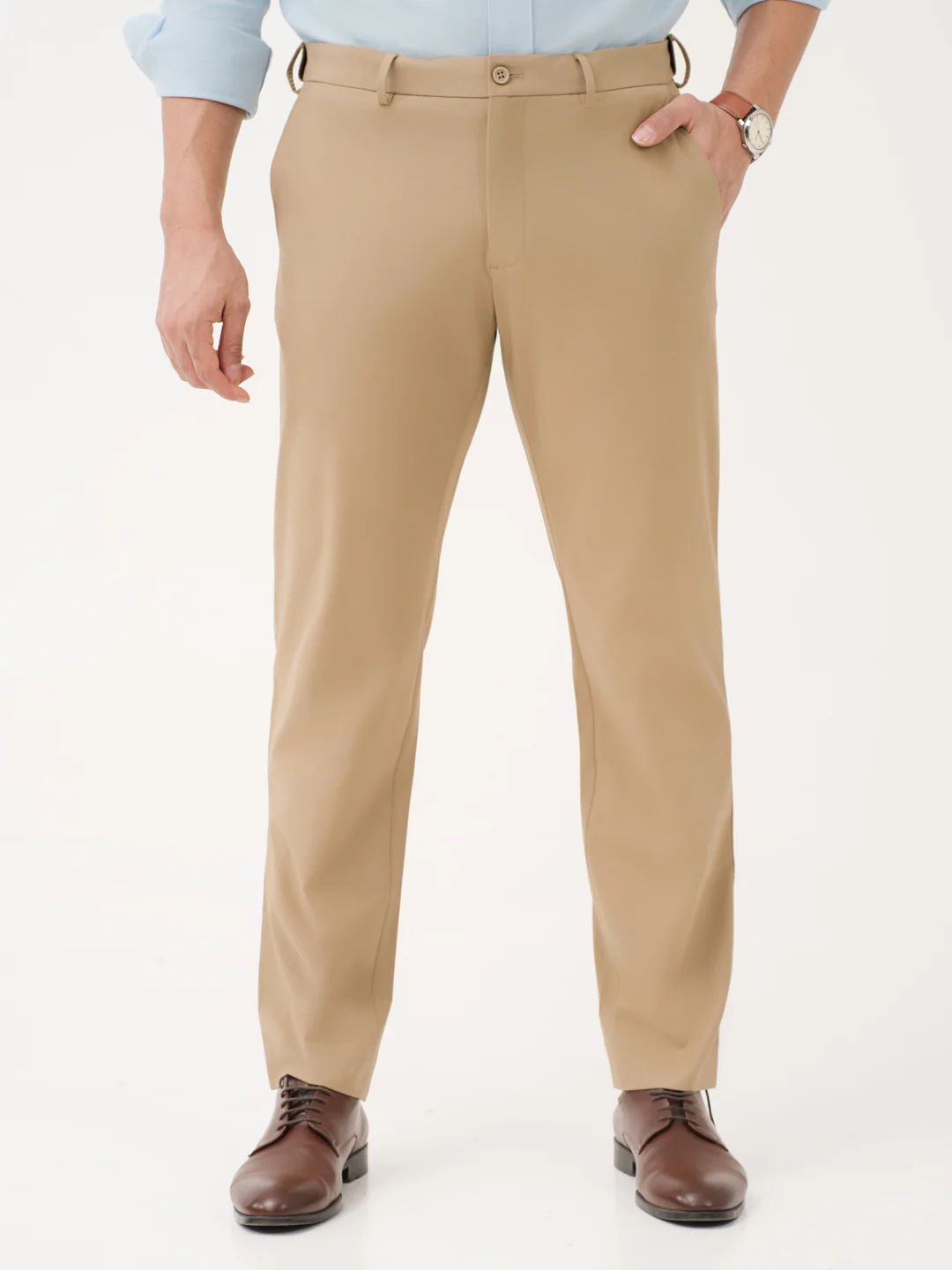 Somewhere Khaki Relaxed Fit Stretch Formal Pants - Image 2
