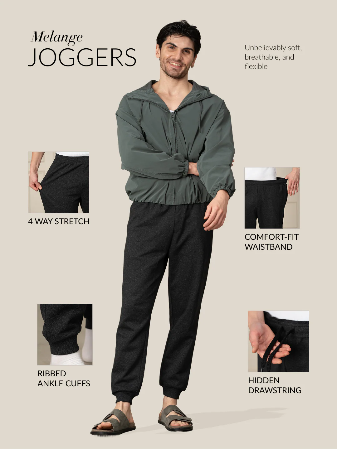 Soren Black Tapered Fit Joggers - Image 2