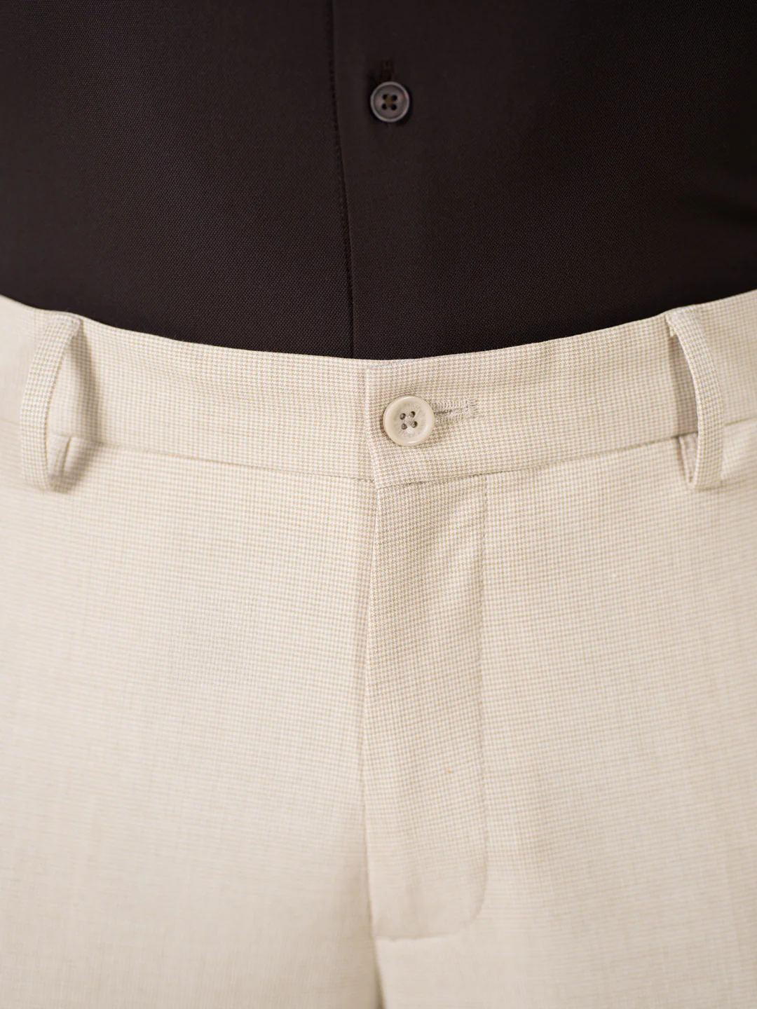 Spaniel Khaki Houndstooth Slim Fit Stretch Formal Pants - Image 10