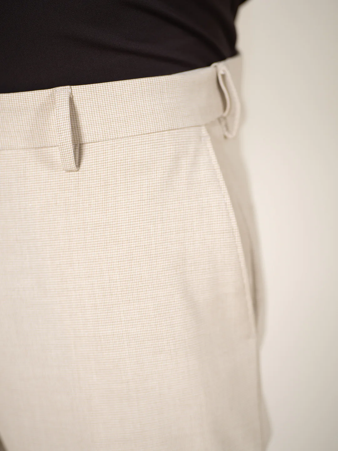 Spaniel Khaki Houndstooth Slim Fit Stretch Formal Pants - Image 9