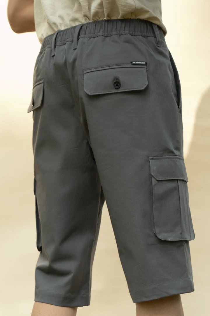Spanish Grey Stretch Cargo Shorts - Image 5