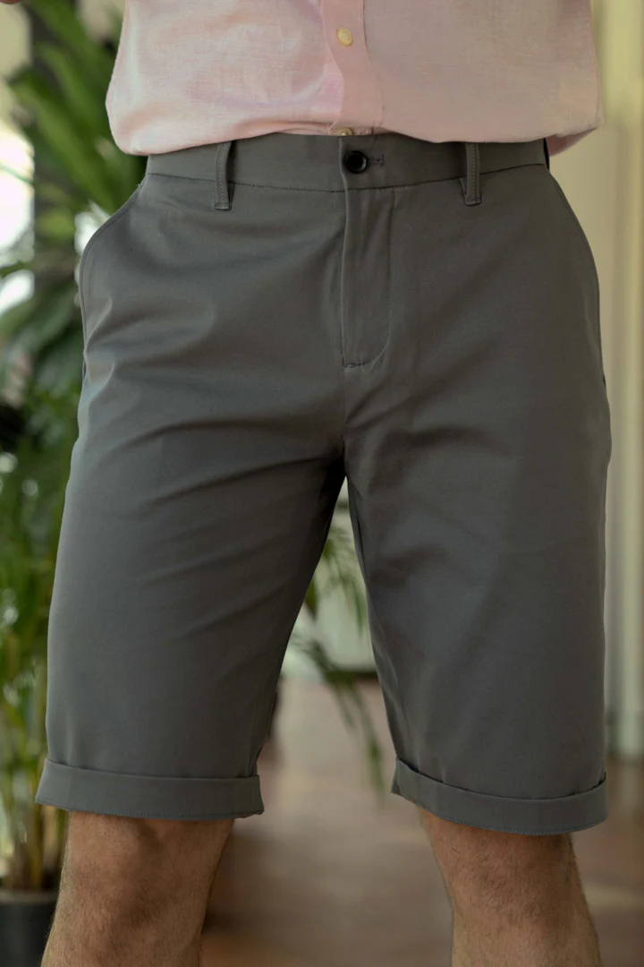 Spanish Grey Stretch Chino Shorts - Image 4