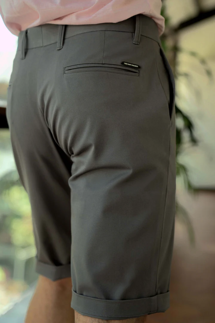 Spanish Grey Stretch Chino Shorts - Image 5