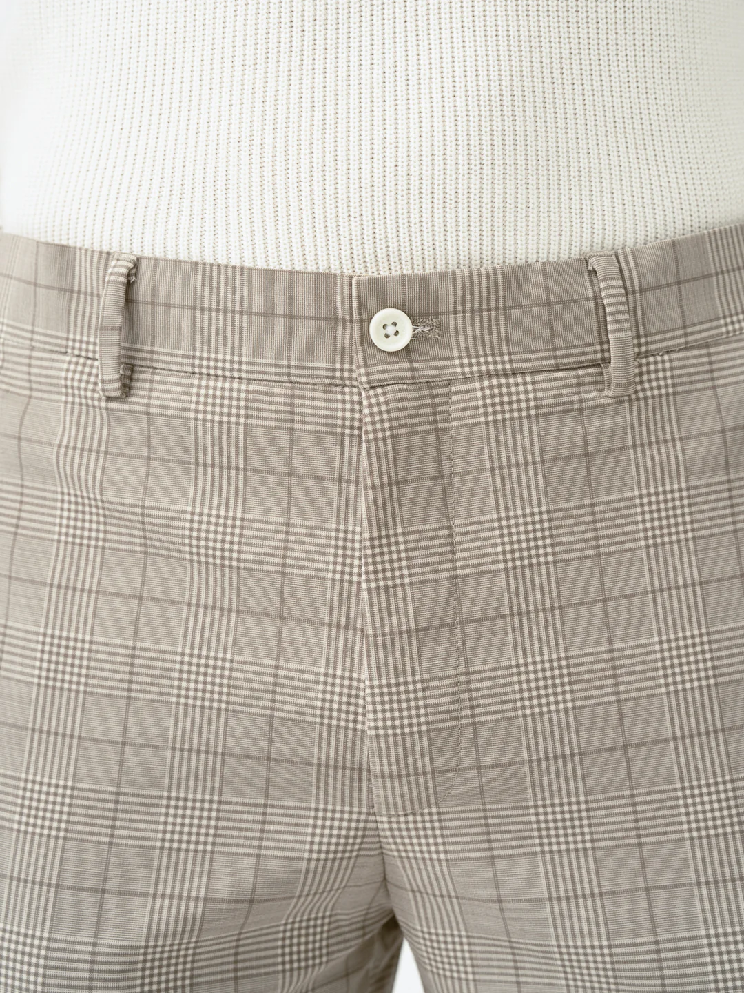 Squirrel Beige Checks Merino Wool Pants - Image 10