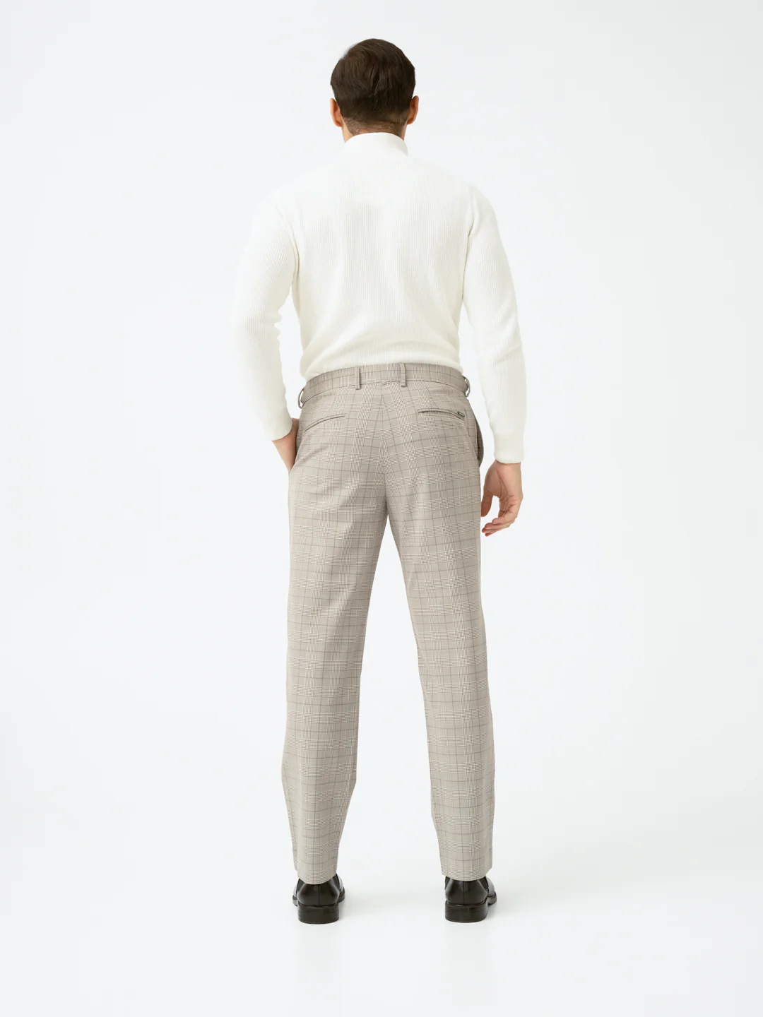 Squirrel Beige Checks Merino Wool Pants - Image 6