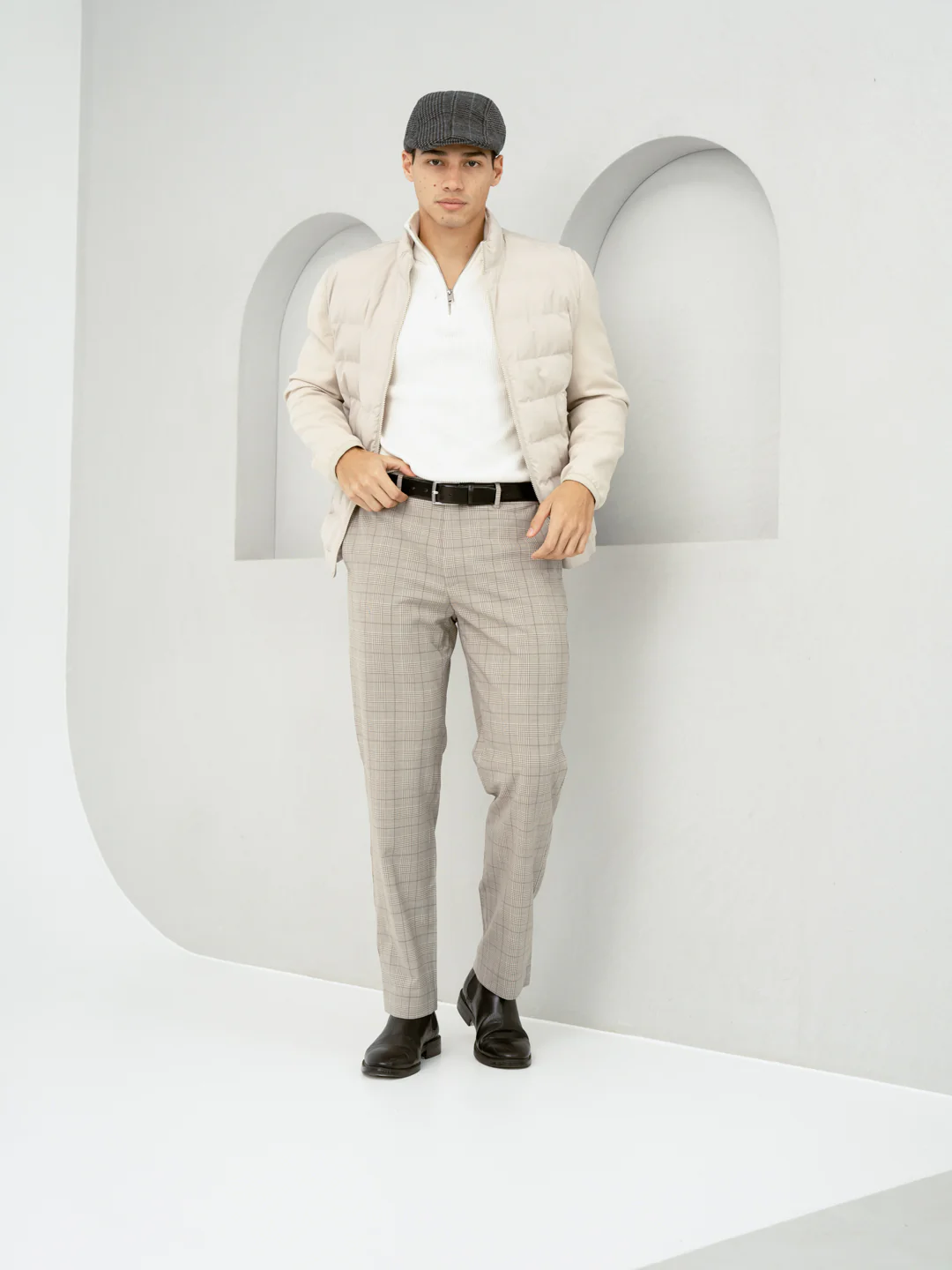 Squirrel Beige Checks Merino Wool Pants - Image 7
