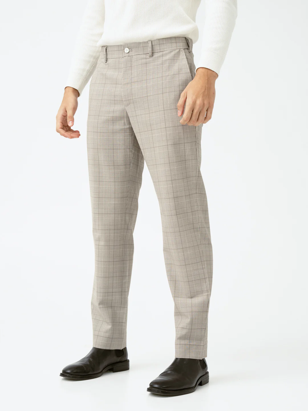 Squirrel Beige Checks Merino Wool Pants - Image 8