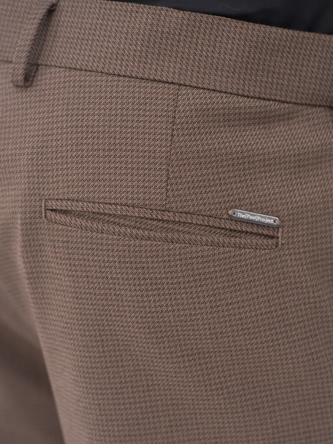 Stag Brown Textured Slim Fit Stretch Formal Pants - Image 10