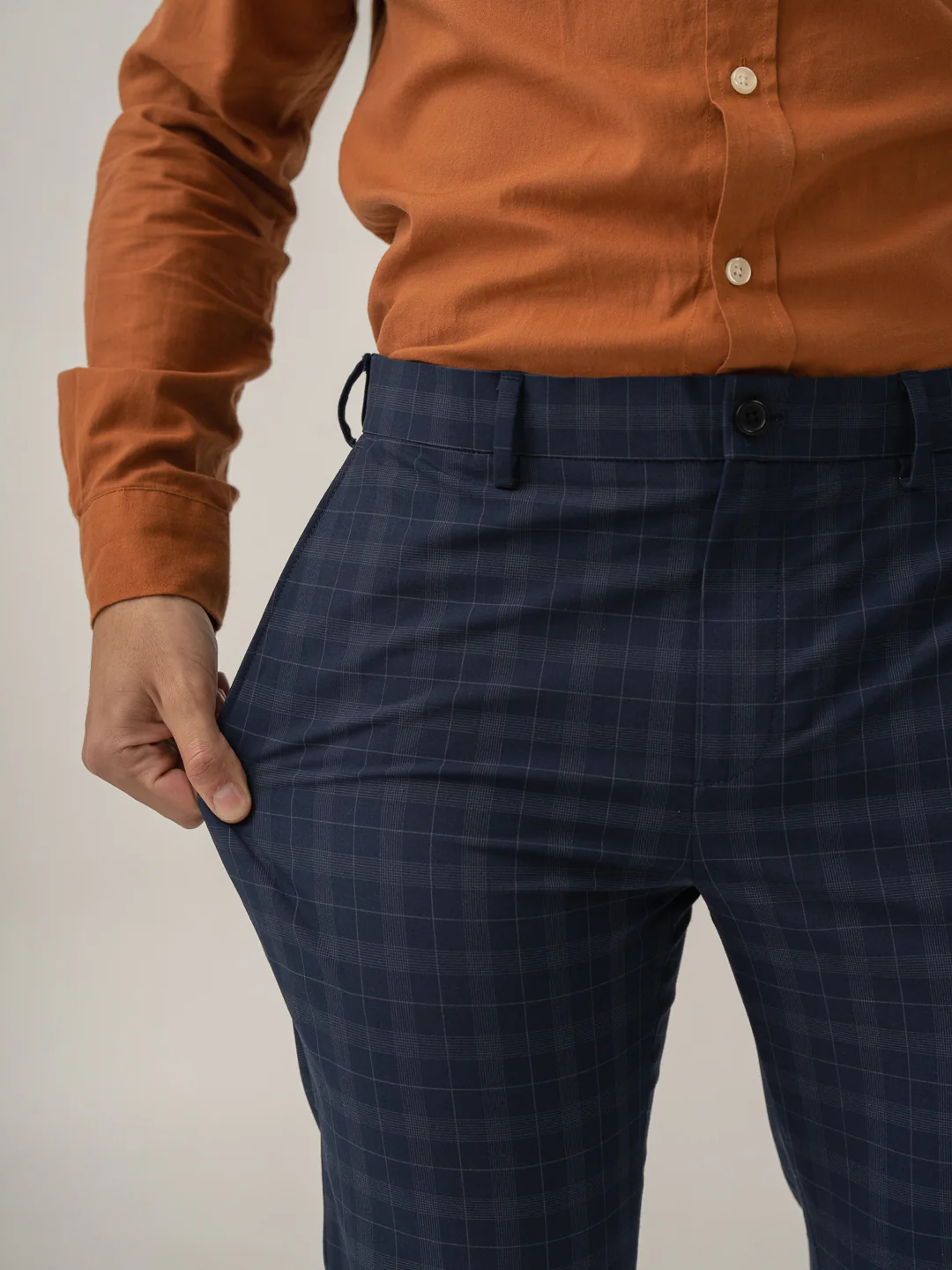 Starling Navy Checks Formal Pants - Image 3
