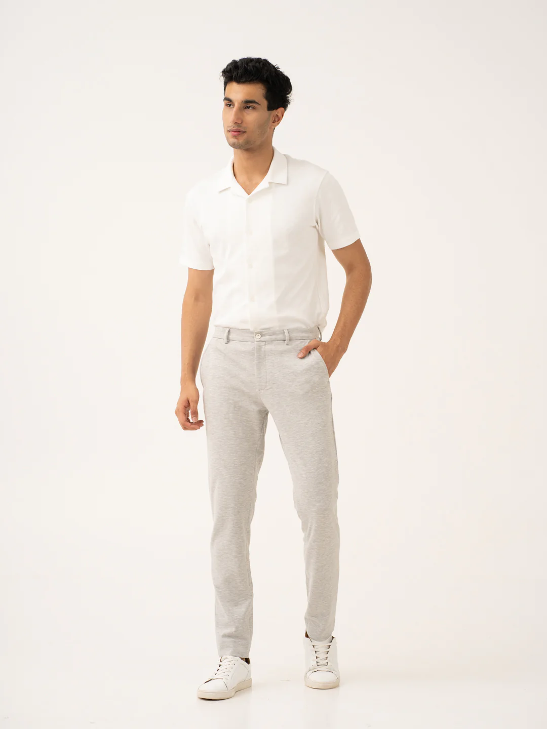 Static Grey Waffle Textured Power-Stretch Pants - Image 2