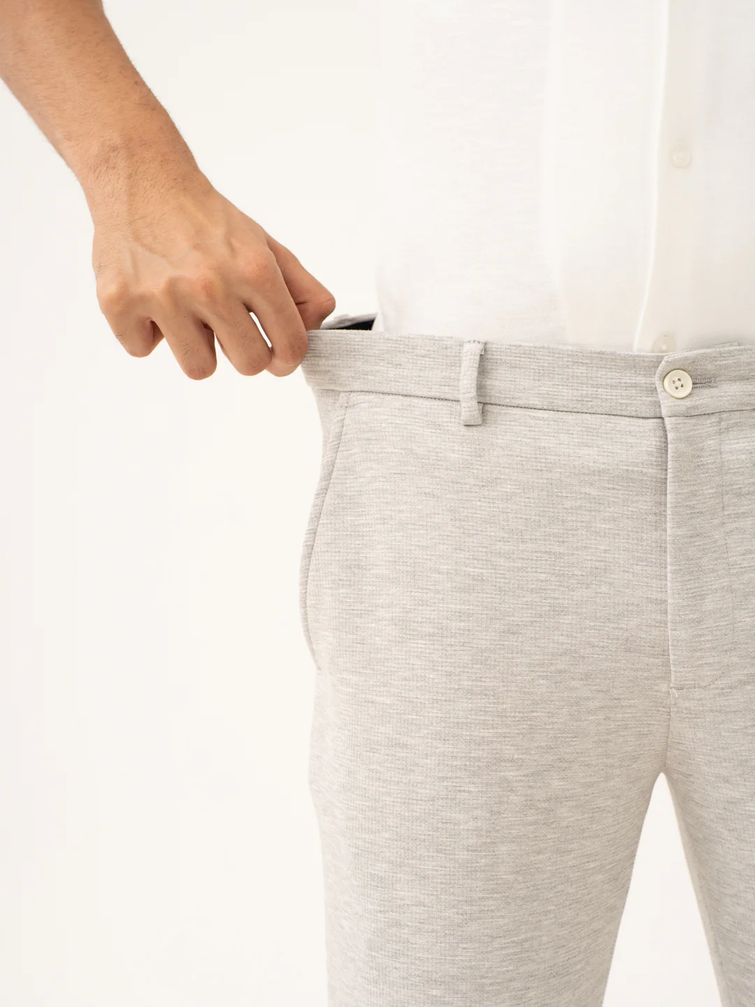 Static Grey Waffle Textured Power-Stretch Pants - Image 3