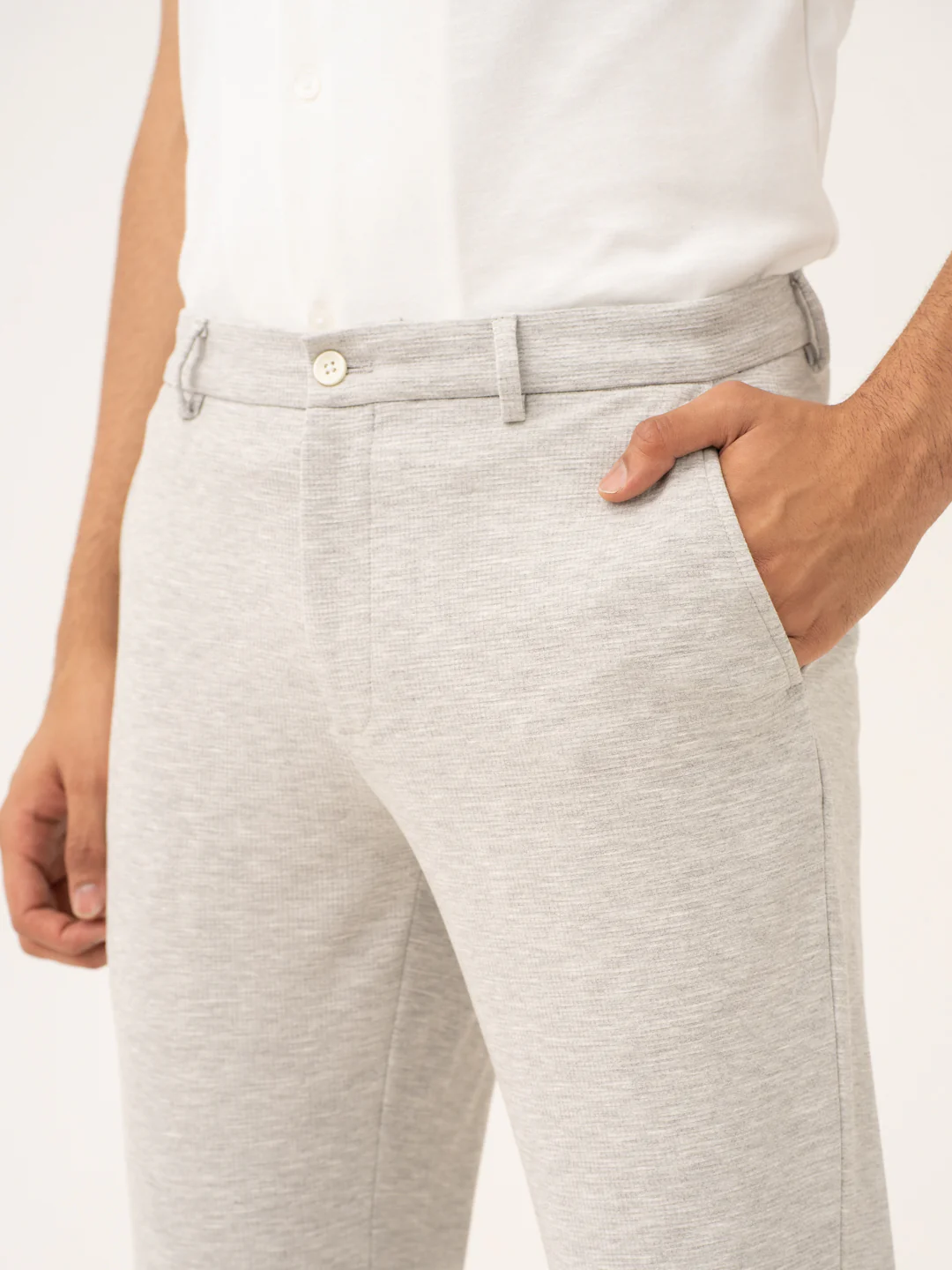 Static Grey Waffle Textured Power-Stretch Pants - Image 9