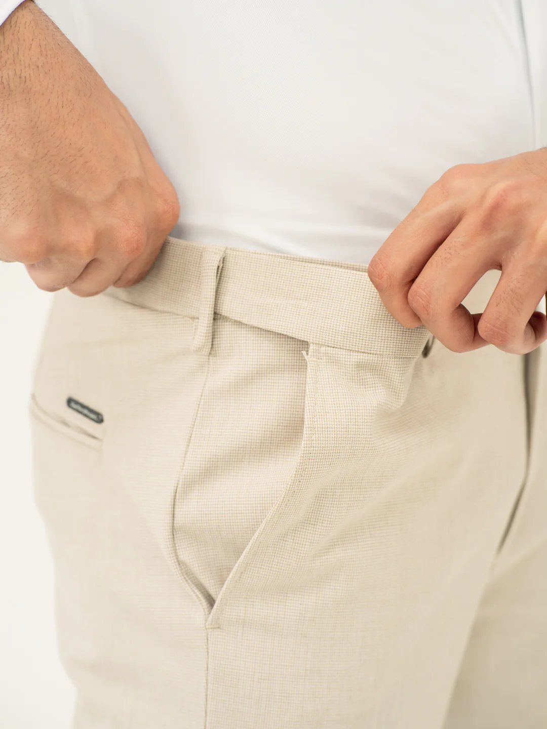Stone Khaki Houndstooth Pants - Image 5