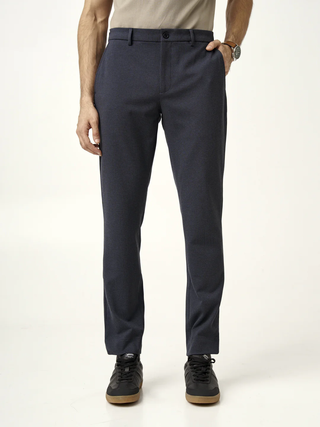 Storm Grey Houndstooth Power-Stretch Pants - Image 3