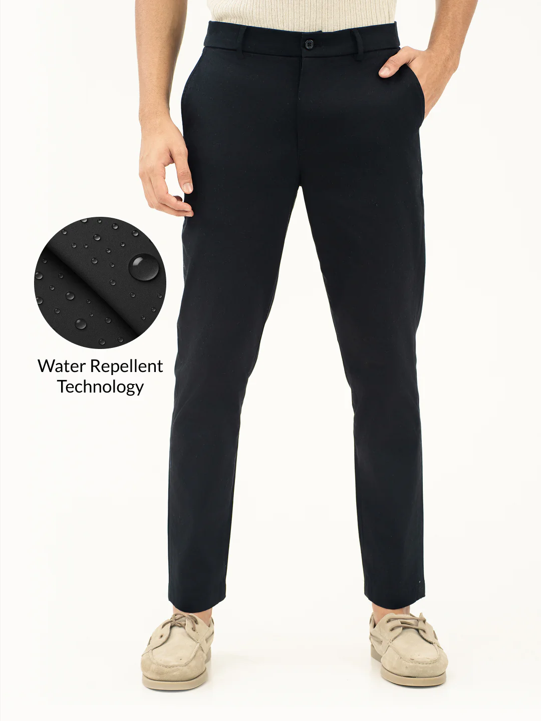 Stormguard Black Slim Fit Stretch Chinos