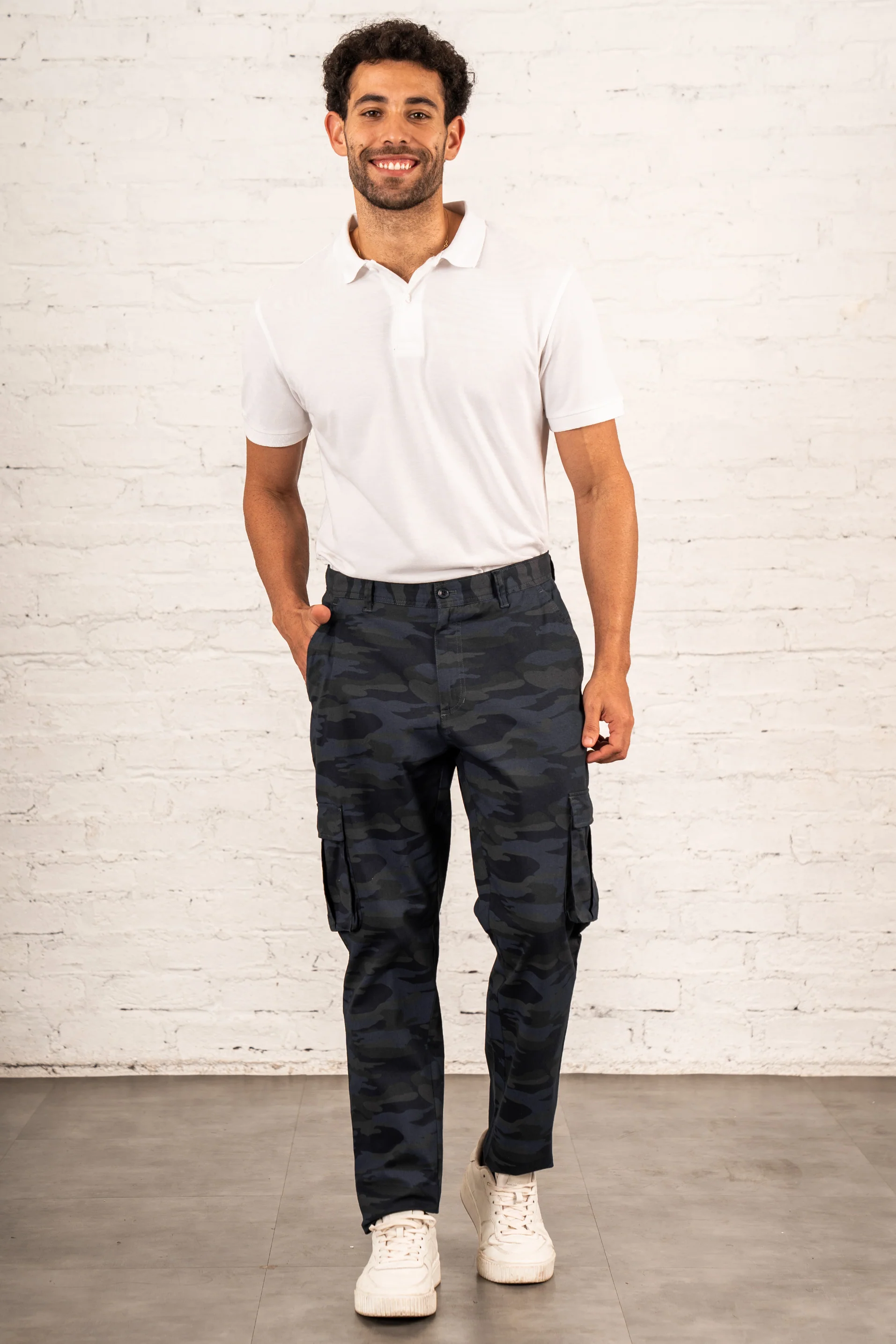 Stretch Navy Camo Cargo Pants - Image 2