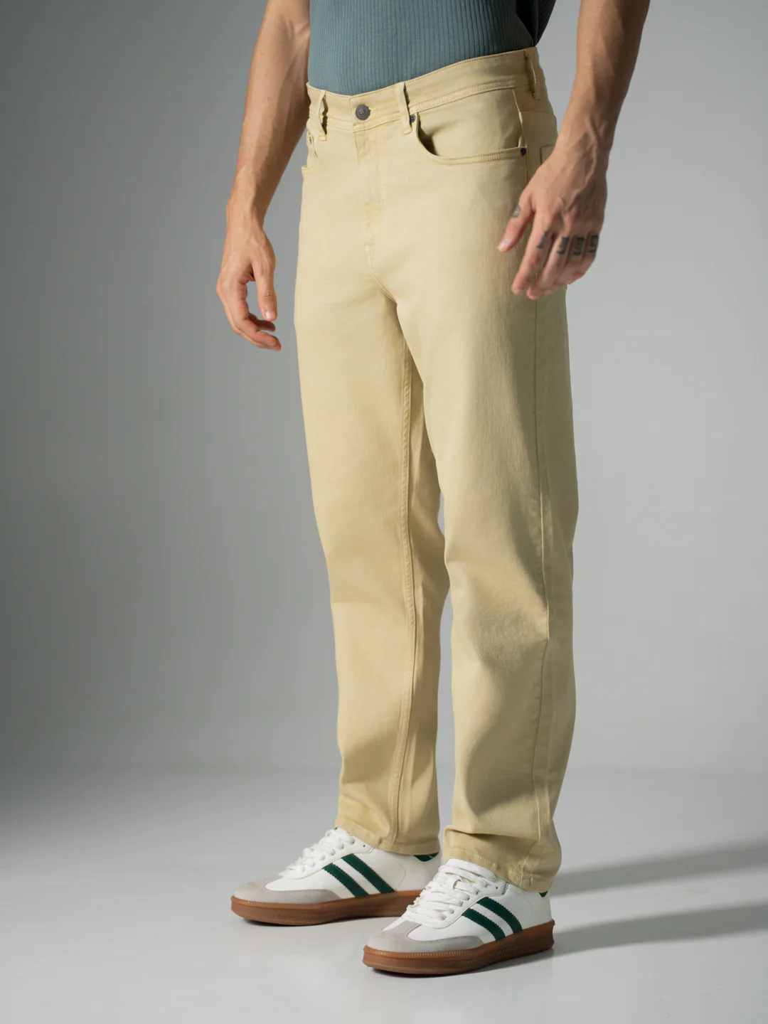 Sunbeam Beige Relaxed Fit Jeans - Image 9