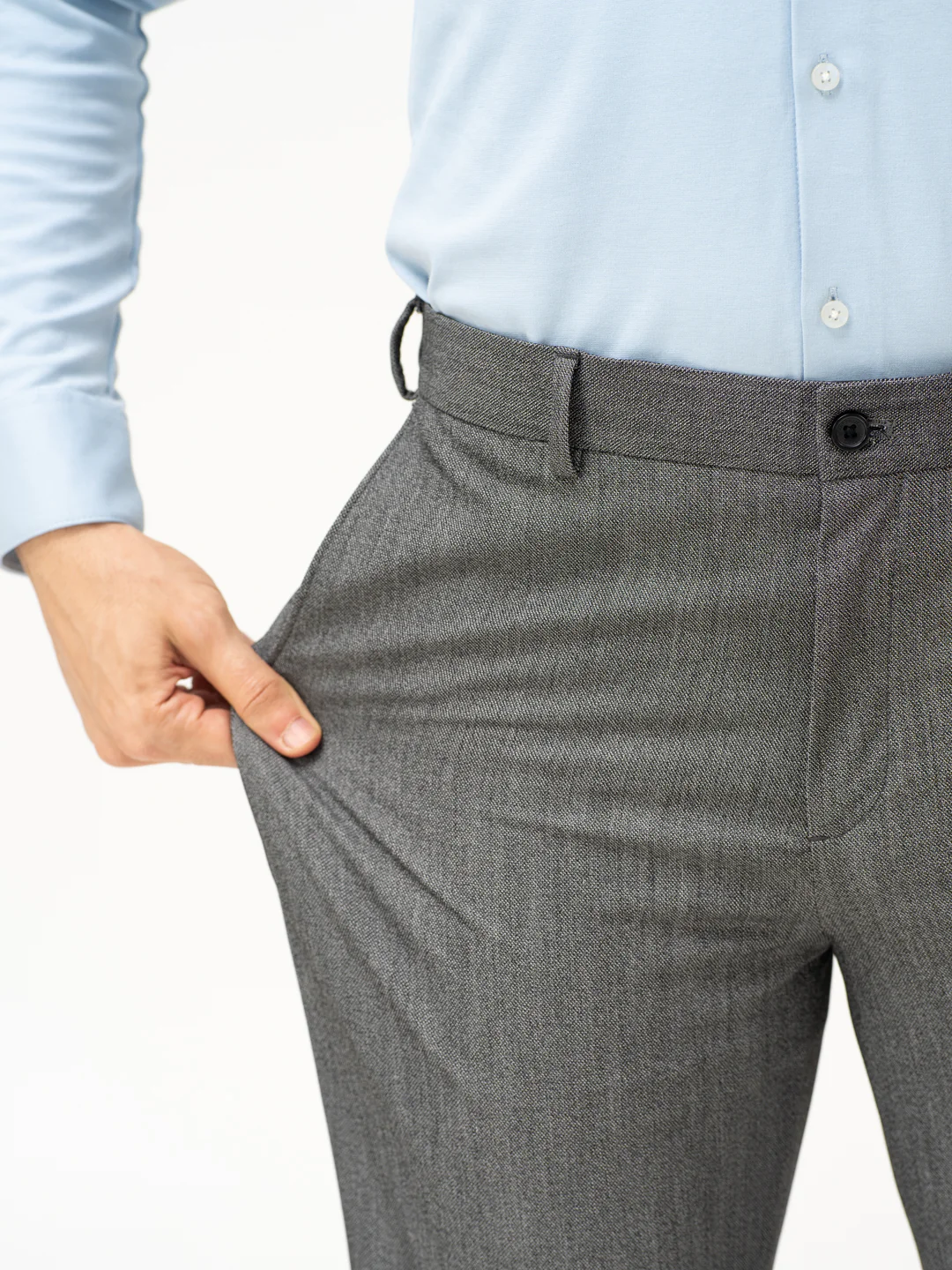 Tarmac Black & White Textured Water Repellent Relaxed Fit Stretch Formal Pants - Image 4