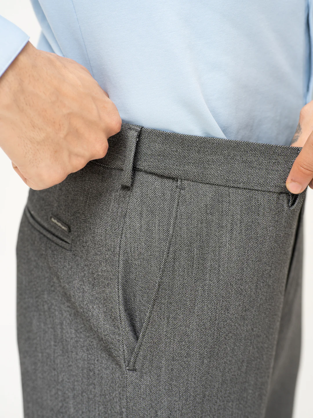 Tarmac Black & White Textured Water Repellent Relaxed Fit Stretch Formal Pants - Image 5