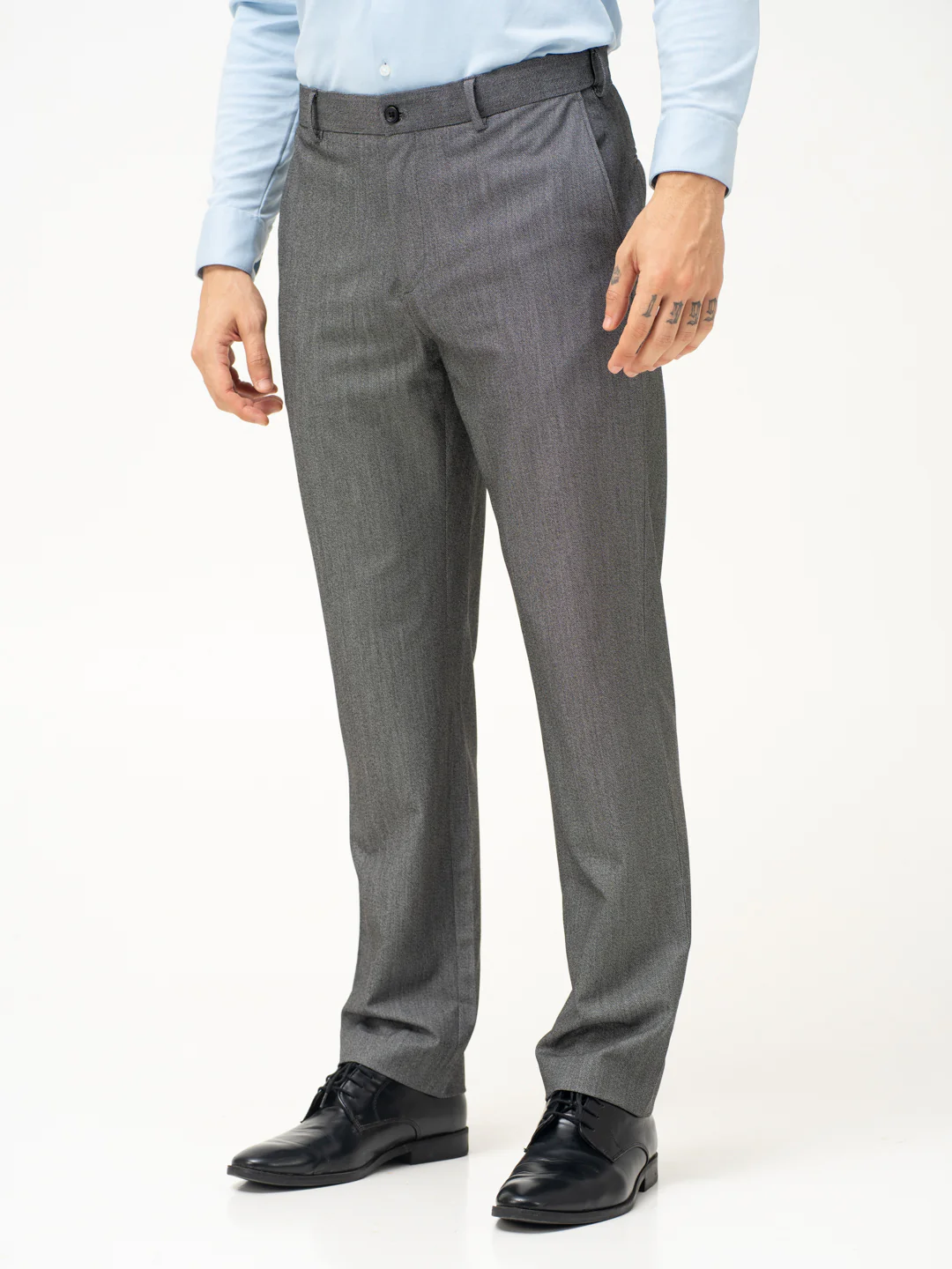 Tarmac Black & White Textured Water Repellent Relaxed Fit Stretch Formal Pants - Image 6