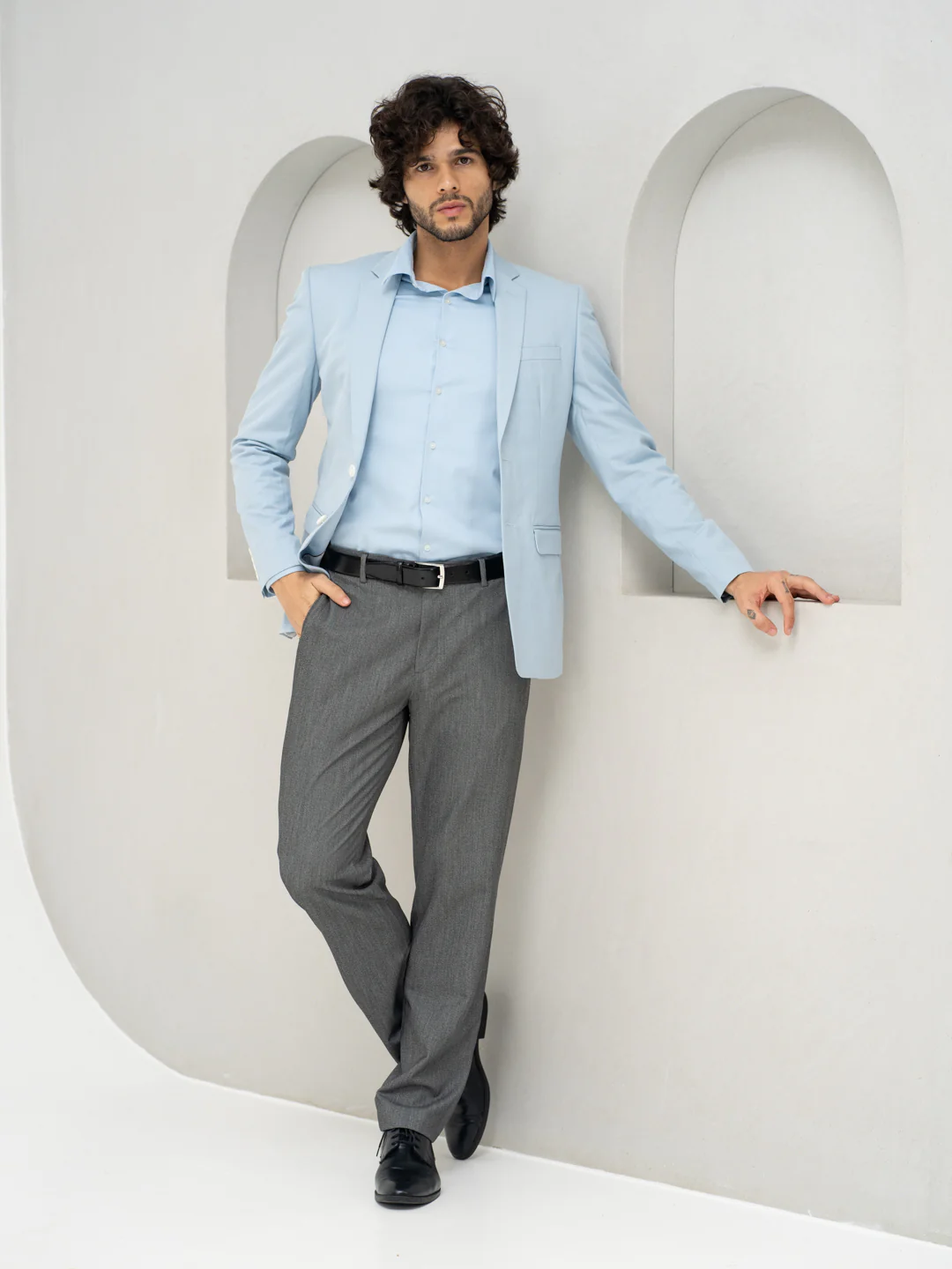 Tarmac Black & White Textured Water Repellent Relaxed Fit Stretch Formal Pants - Image 8