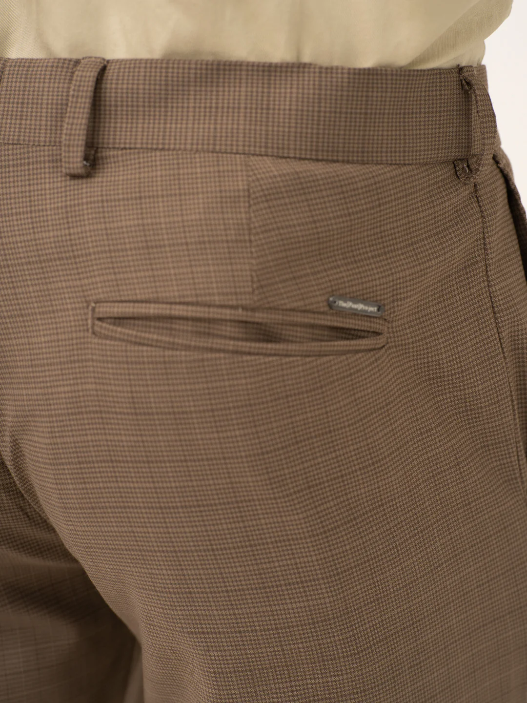 Tavian Khaki Houndstooth Stretch Formal Pants - Image 11