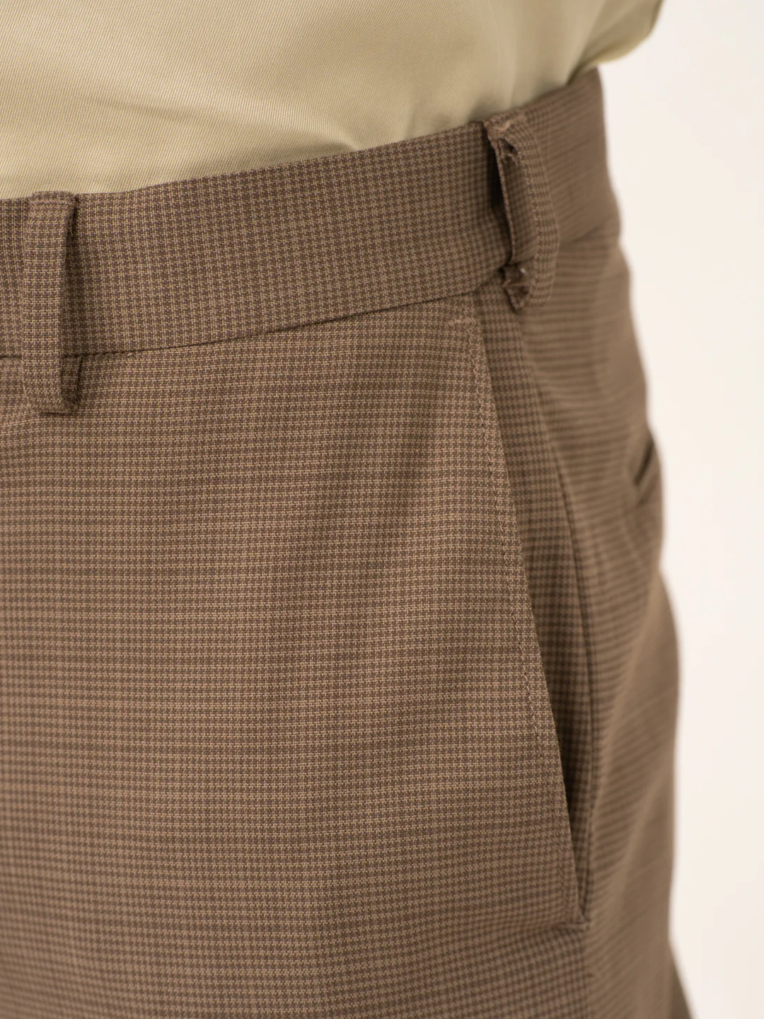 Tavian Khaki Houndstooth Stretch Formal Pants - Image 8