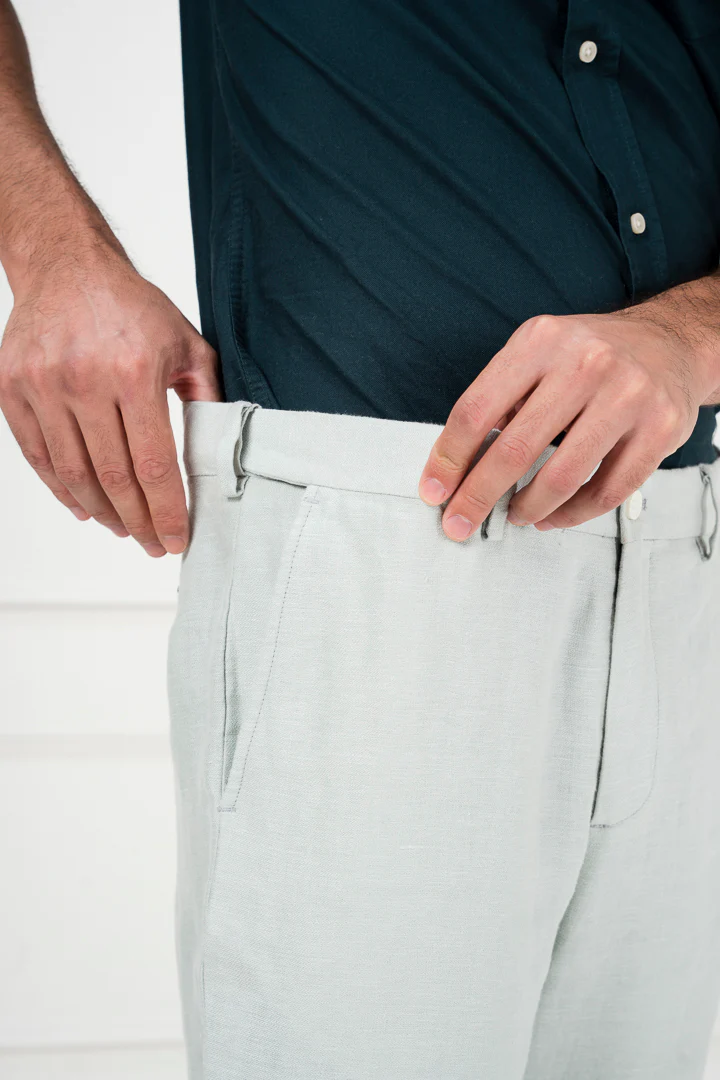Tea green 100% Linen Pants - Image 4