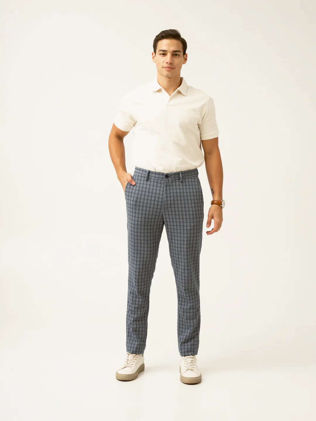 Teal Blue Window Checks Power-Stretch Pants - Image 11