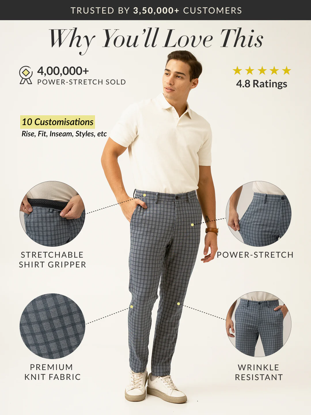 Teal Blue Window Checks Power-Stretch Pants - Image 2