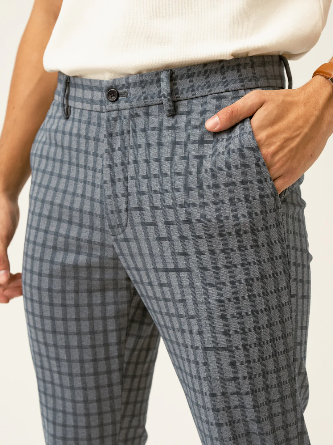 Teal Blue Window Checks Power-Stretch Pants - Image 7