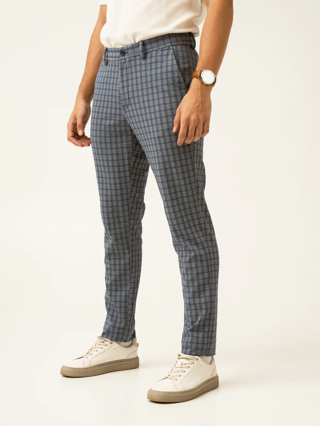 Teal Blue Window Checks Power-Stretch Pants - Image 8