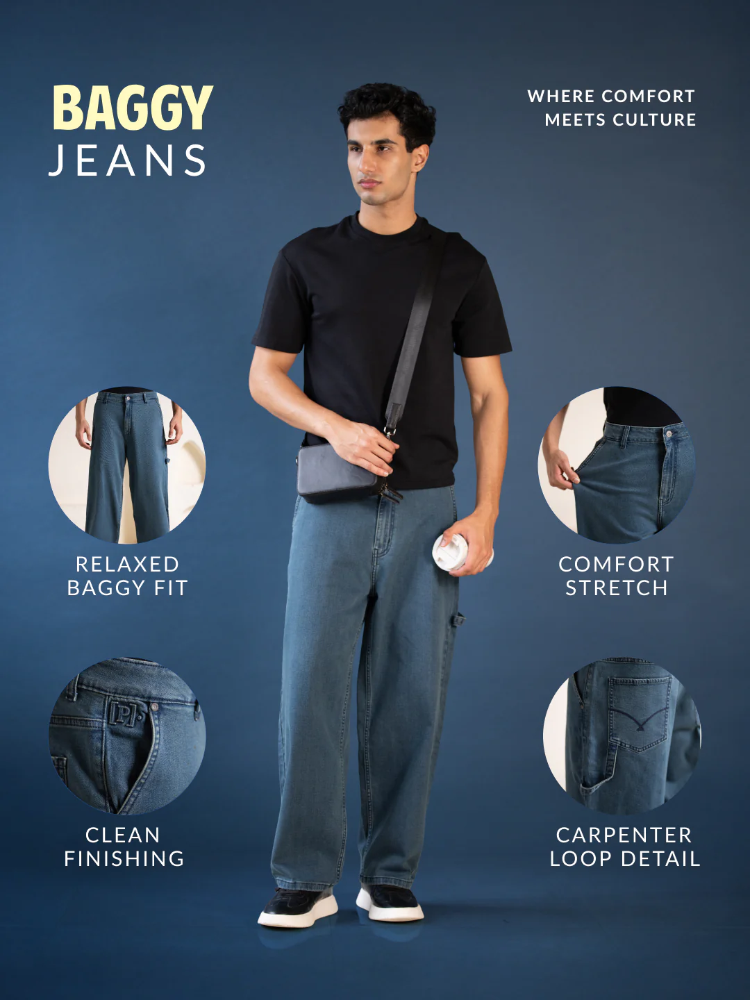 Tempest Blue Baggy Fit Jeans - Image 2