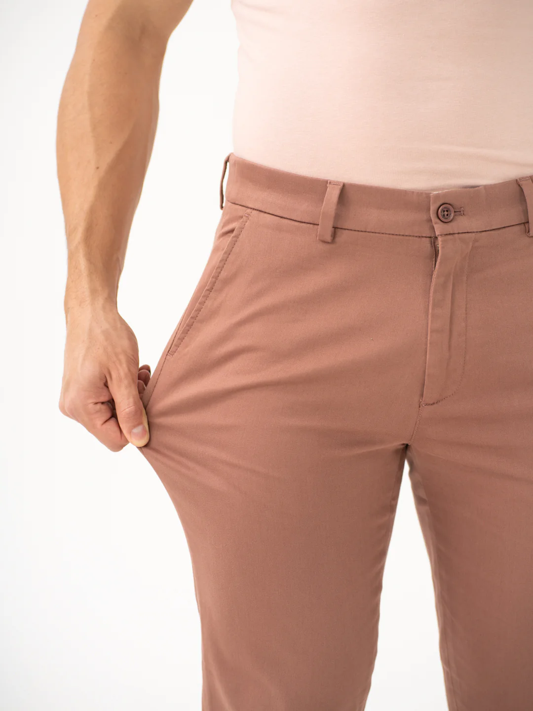 Terracotta Brown Slim Fit Stretch Chinos - Image 3