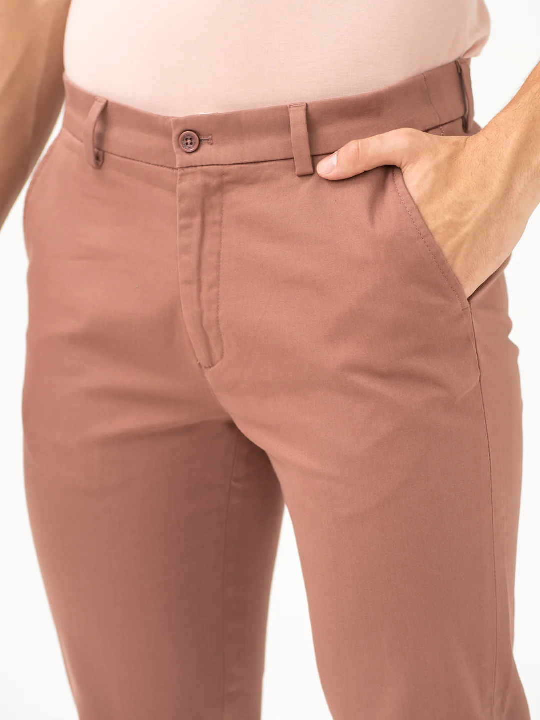 Terracotta Brown Slim Fit Stretch Chinos - Image 7