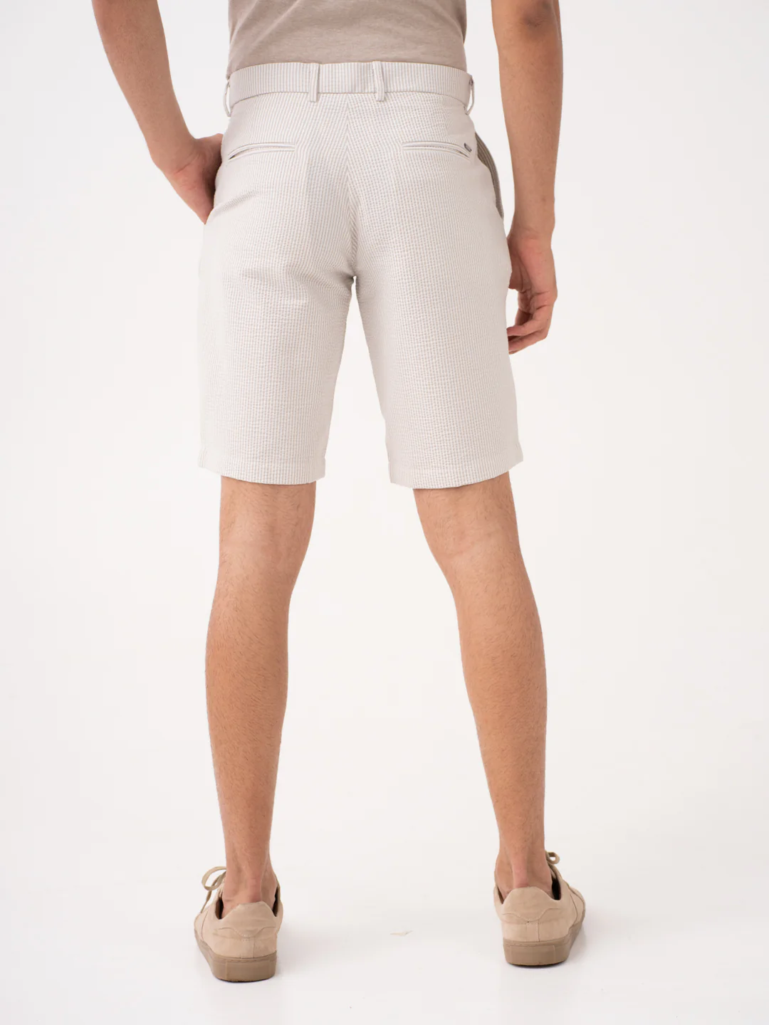 Terrain Taupe Stripes Seersucker Chino Shorts - Image 8