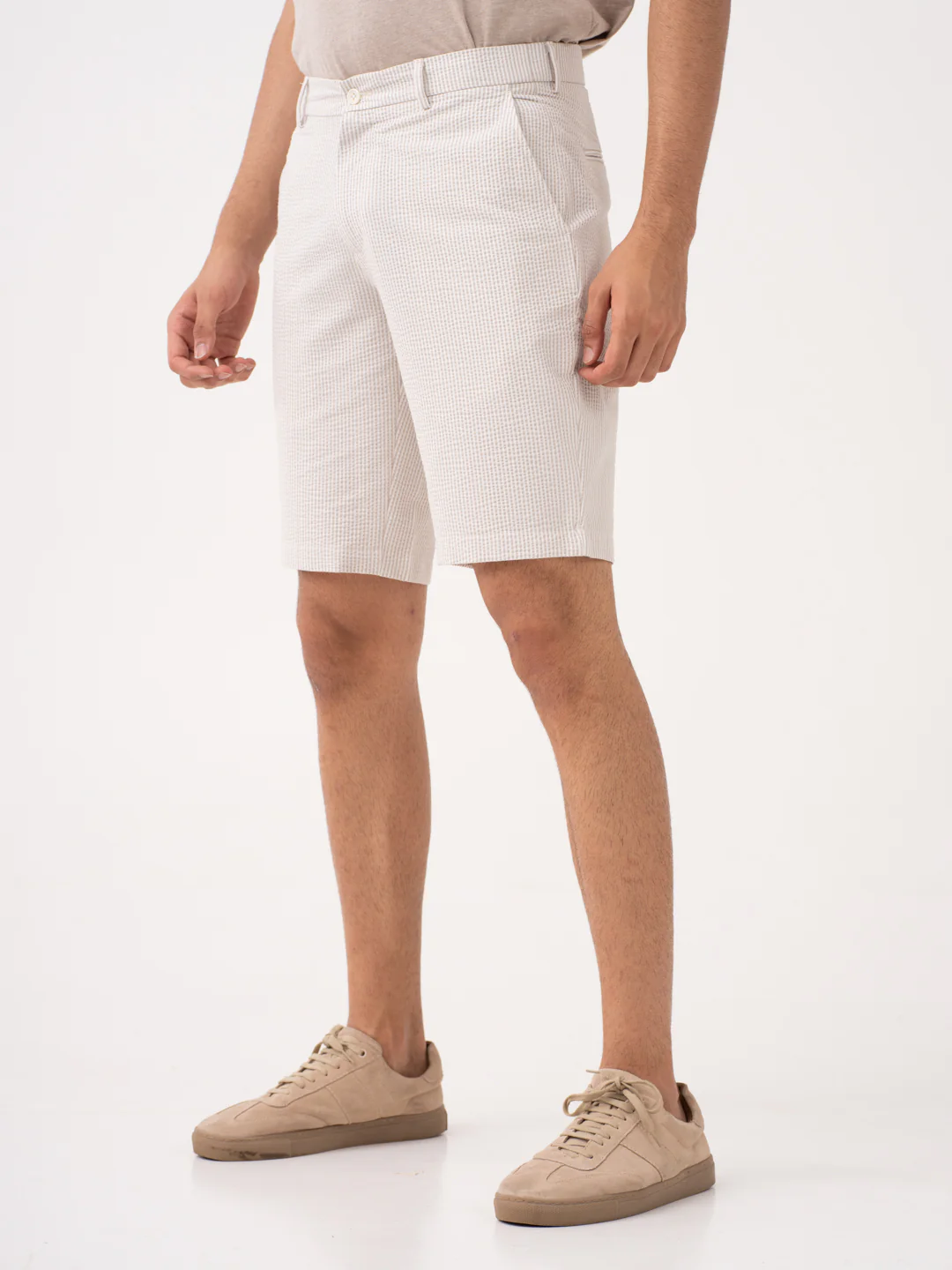 Terrain Taupe Stripes Seersucker Chino Shorts - Image 9