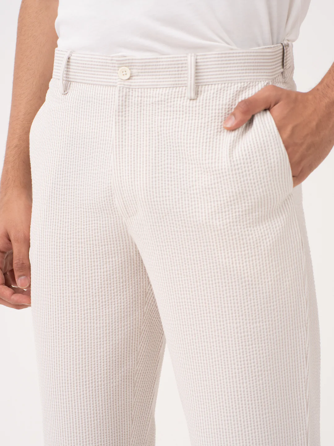 Terrain Taupe Stripes Seersucker Pants - Image 3
