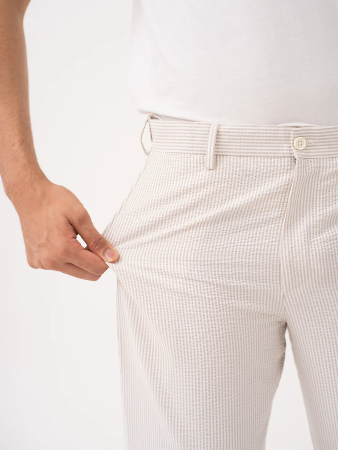 Terrain Taupe Stripes Seersucker Pants - Image 5