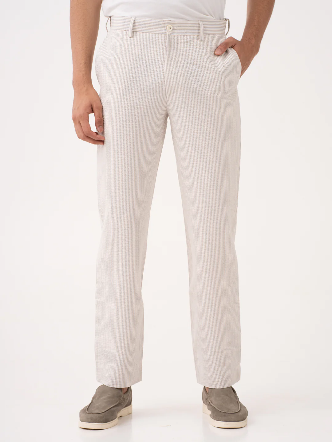 Terrain Taupe Stripes Seersucker Pants - Image 8